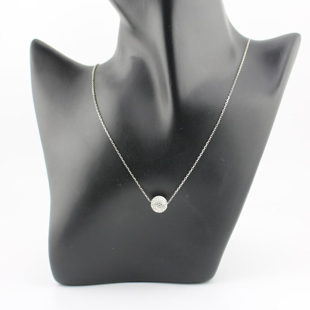 Kate Spade Crystal Pendant Necklace Silver Tone Dainty Minimal Layering Jewelry